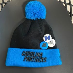 ♥️ New Era Carolina Panthers Beanies Blue Black Knitted Pom Pom NFL Unisex